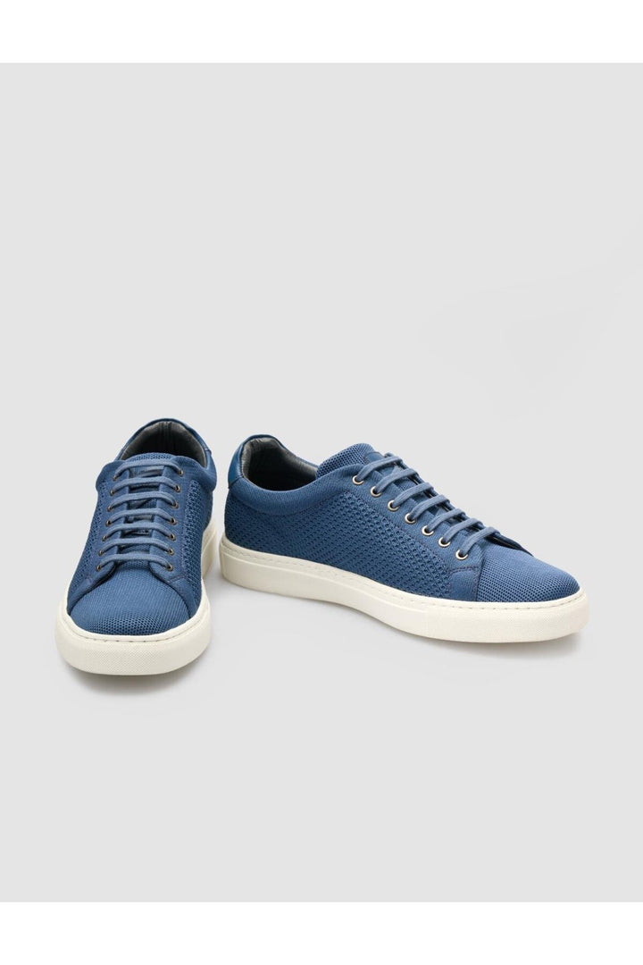 Cabani Shoes Chaussures de sport pour hommes en tricot bleu marine avec lacets. - Bleu marine