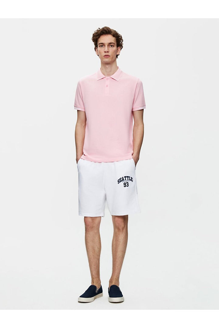 LTB T-shirt basique Regular rose à manches courtes avec col polo - Rose