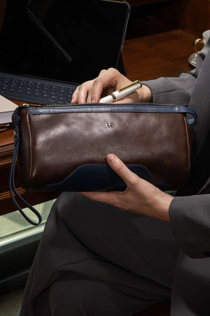 helmbrook Petit sac à main Edwin en cuir véritable unisexe