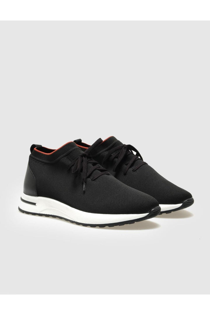 Cabani Shoes Chaussures de sport pour hommes en tricot noir avec lacets - Noir