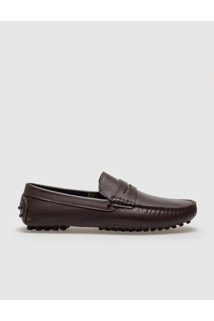 Cabani Shoes Mocassins pour hommes en cuir véritable avec ceinture marron - Multicolore