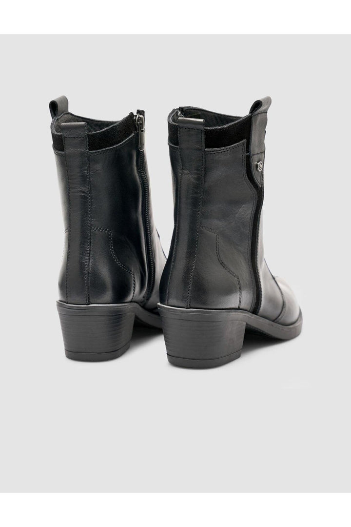 Cabani Shoes Bottines western pour femmes en cuir 100 % noir - Noir