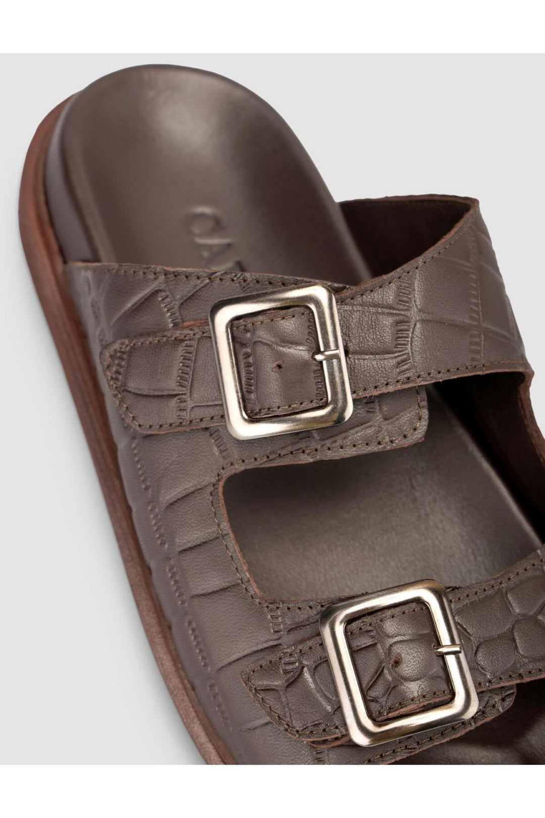 Cabani Shoes %100 Cuir Véritable Sandale Homme en Cuir Croco Marron - Marron