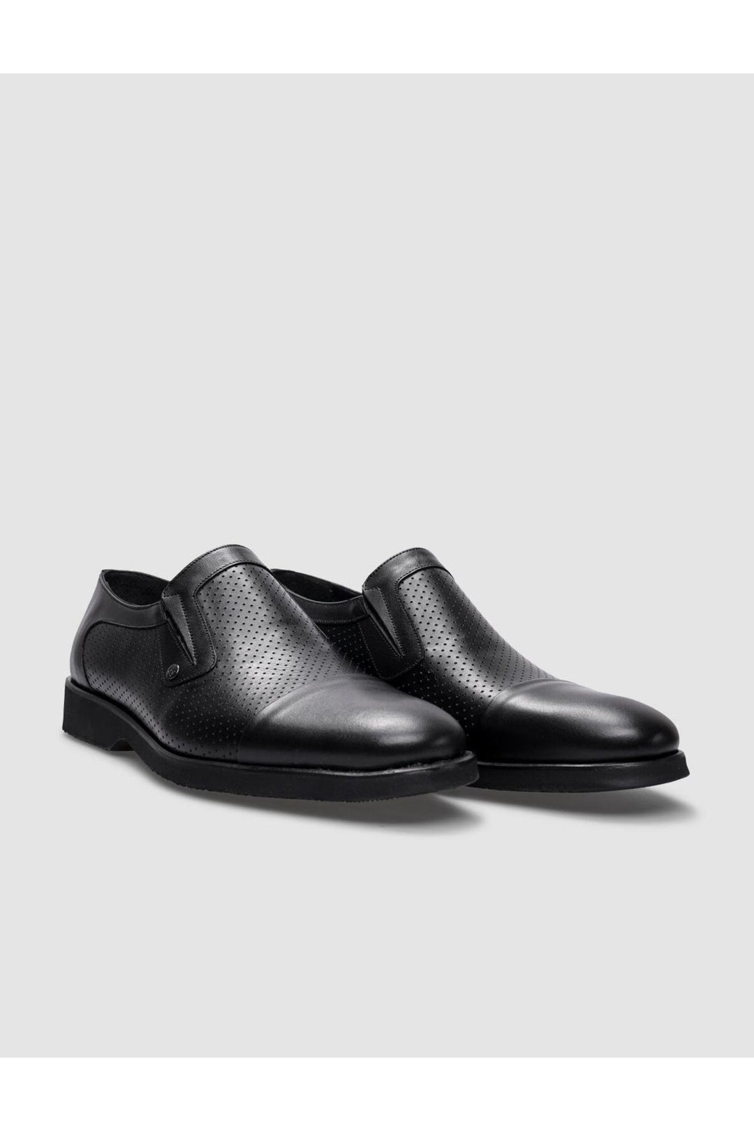 Cabani Shoes Chaussures classiques pour hommes en cuir véritable noir avec détails en laser à 100%. - Noir