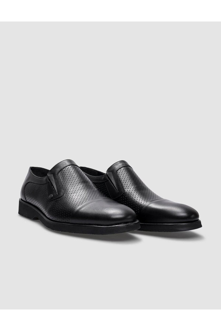 Cabani Shoes Chaussures classiques pour hommes en cuir véritable noir avec détails en laser à 100%. - Noir