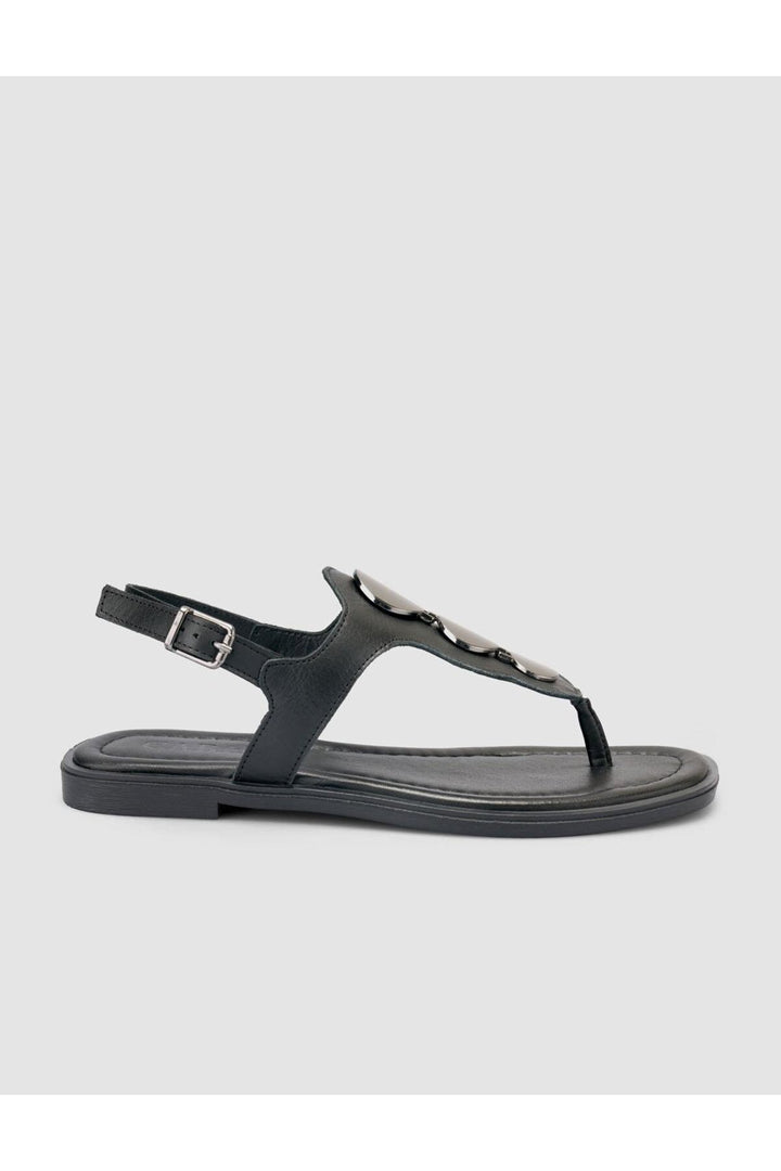 Cabani Shoes %100 Cuir véritable Sandales noires pour femmes - Multicolore