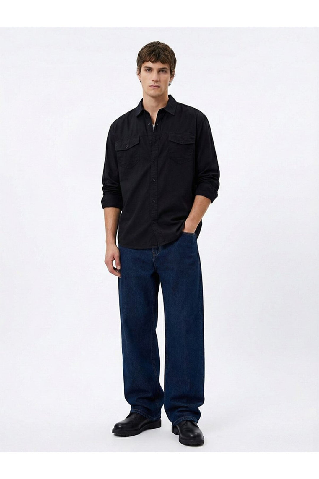LTB Chemise anthracite à manches longues avec boutons et poches - Gris
