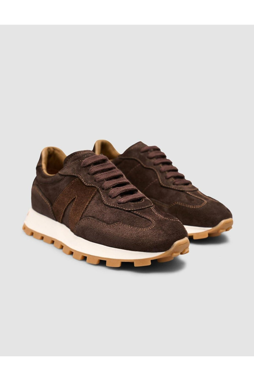 Cabani Shoes %100 Cuir Suédé Véritable Baskets Femme à Lacets Marron - Marron