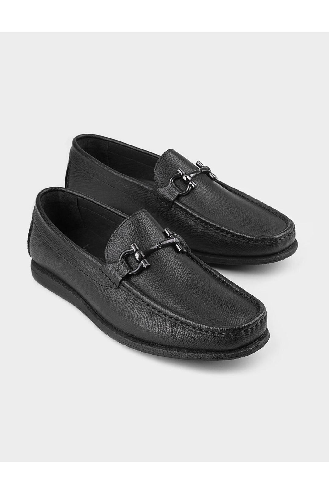 Cabani Shoes Chaussures de ville pour hommes en cuir véritable avec accessoire de boucle noire. - Noir
