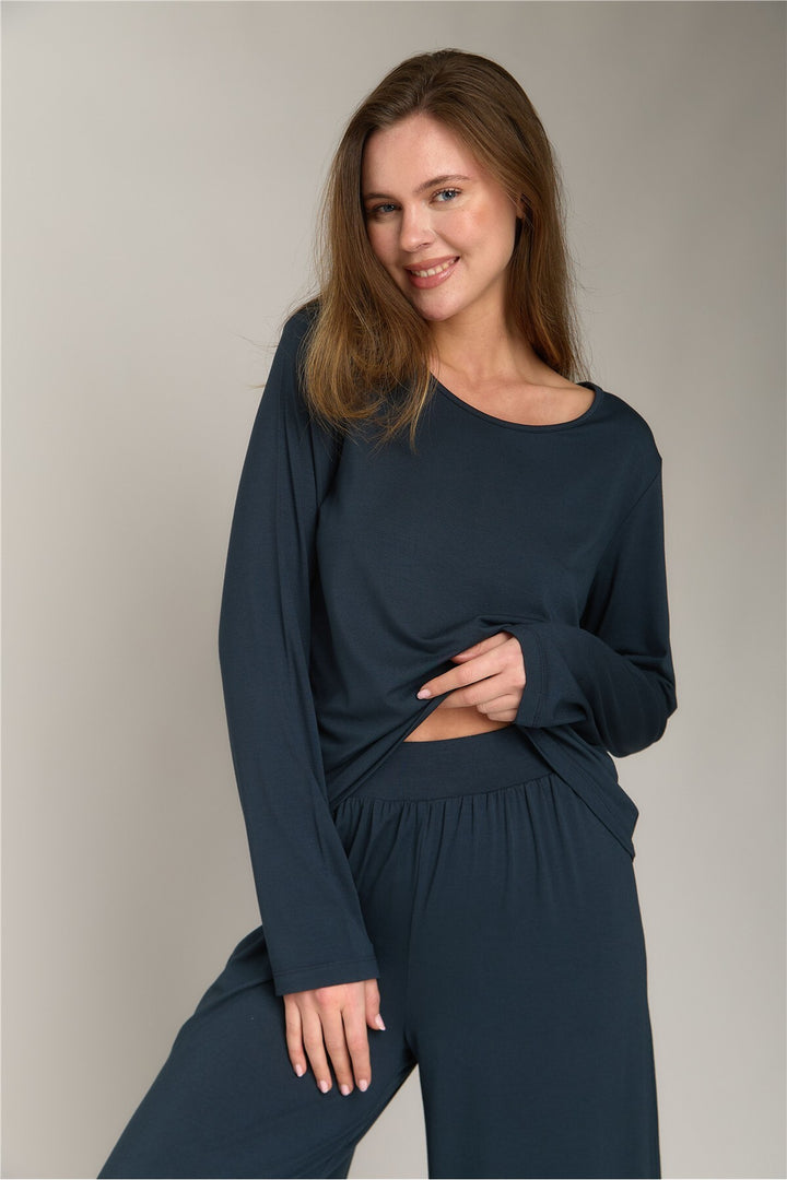 Lovely Things Pantalon en maille ELLA - Bas de pyjama - Anthracite