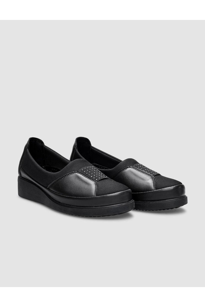 Cabani Shoes Chaussures confort femme avec détails en pierre noire - Noir