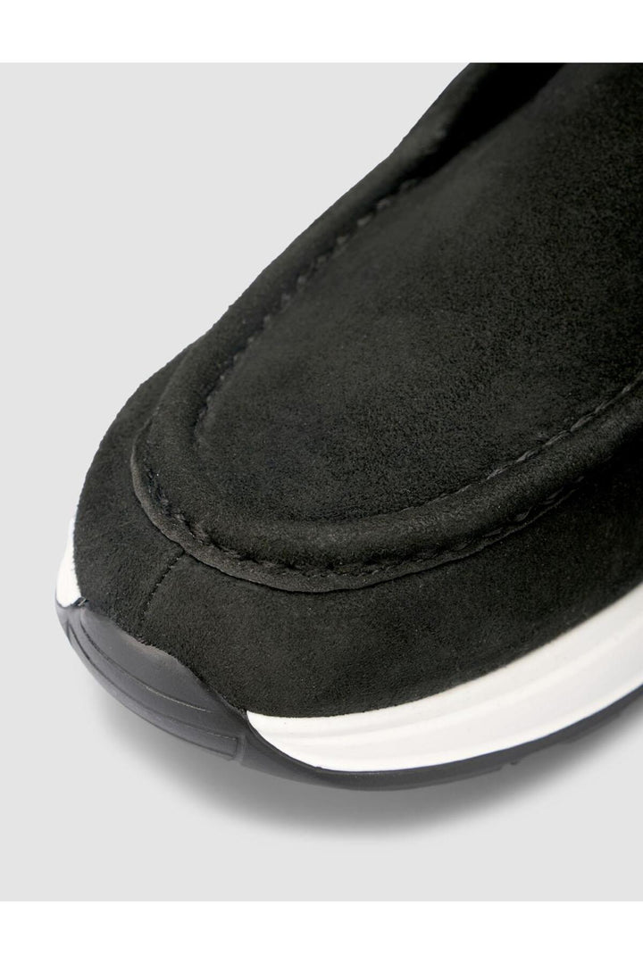 Cabani Shoes Chaussures décontractées pour hommes en cuir suédé noir 100% véritable - Noir