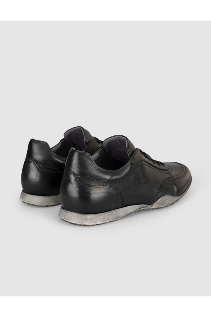 Cabani Shoes Baskets décontractées pour hommes en cuir véritable noir - Multicolore