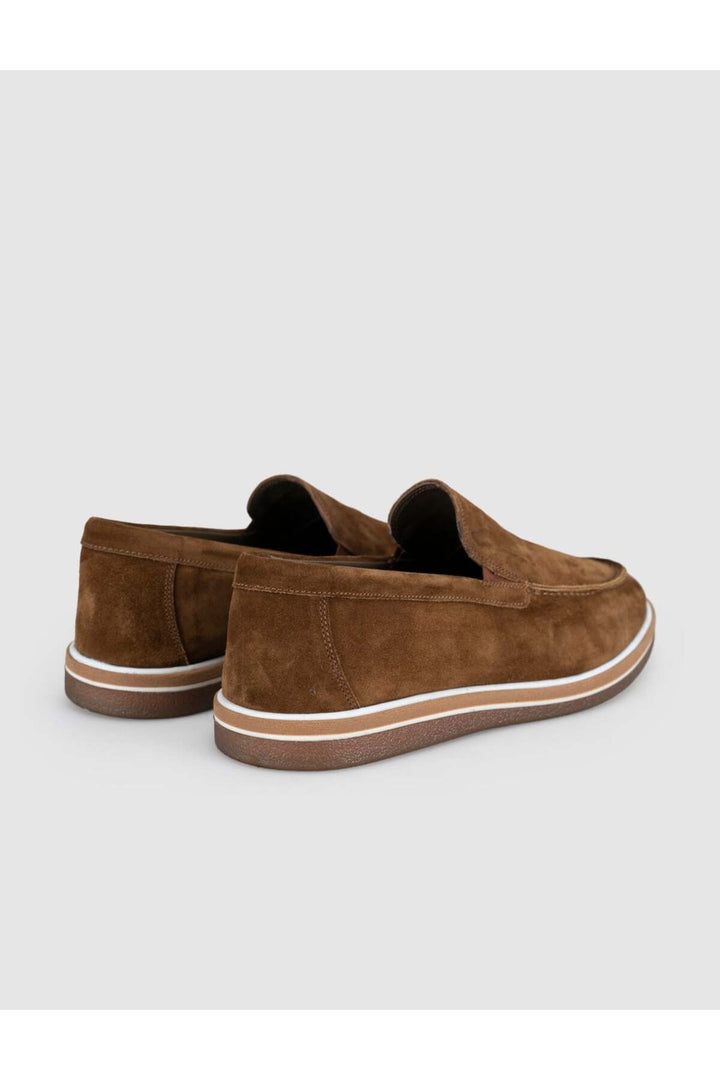 Cabani Shoes Mocassins pour hommes en cuir véritable suédé marron. - Tabac