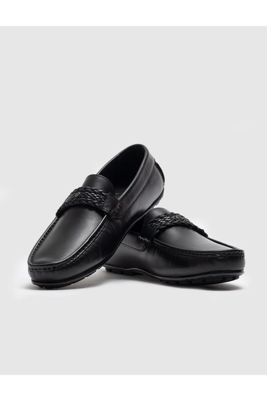 Cabani Shoes Mocassin homme en cuir véritable noir à boucle - Noir