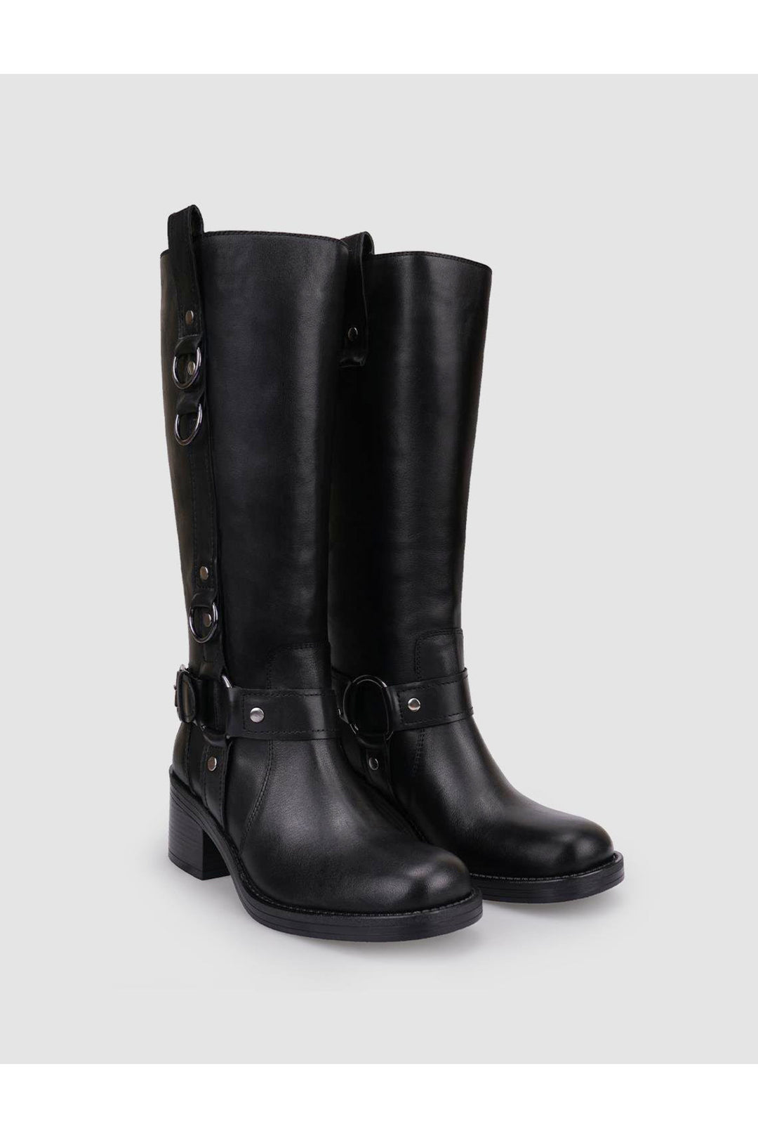 Cabani Shoes Botte femme en cuir véritable noir avec détail de boucle à 100% - Multicolore