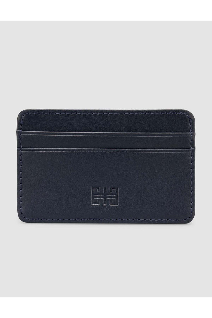 Cabani Shoes Porte-cartes en cuir véritable bleu marine - Bleu marine