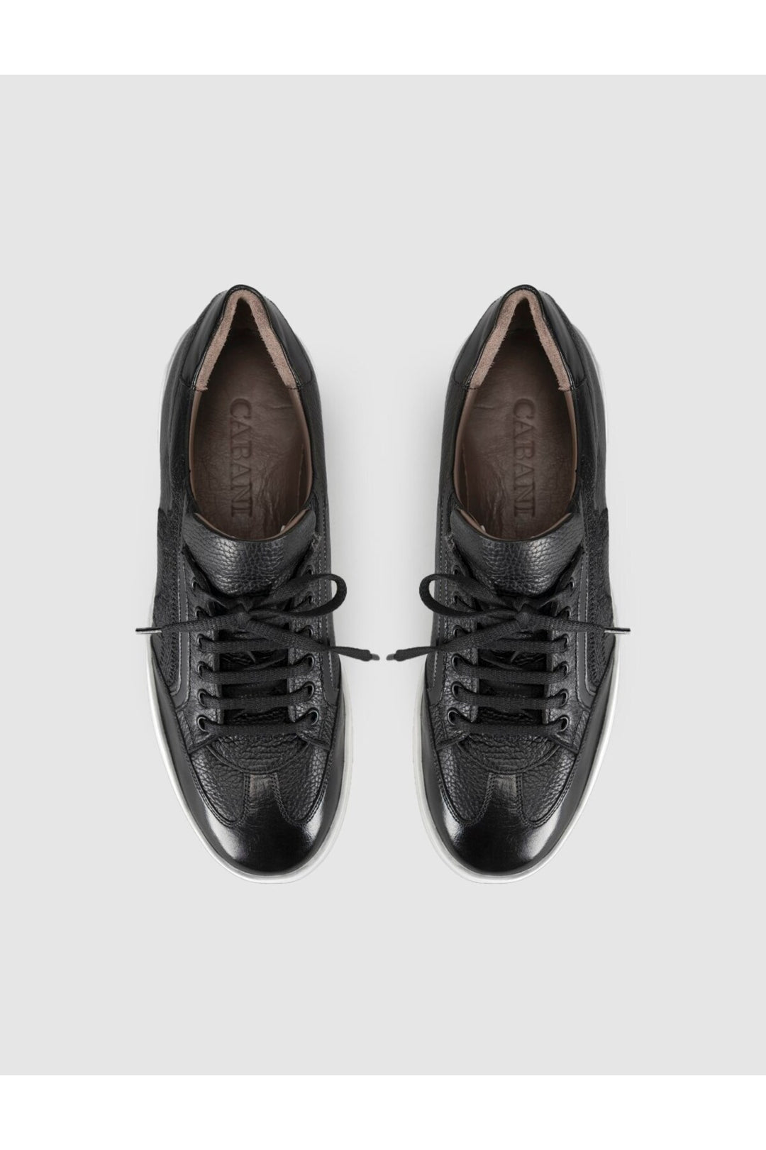 Cabani Shoes Baskets pour hommes en cuir noir premium - Multicolore