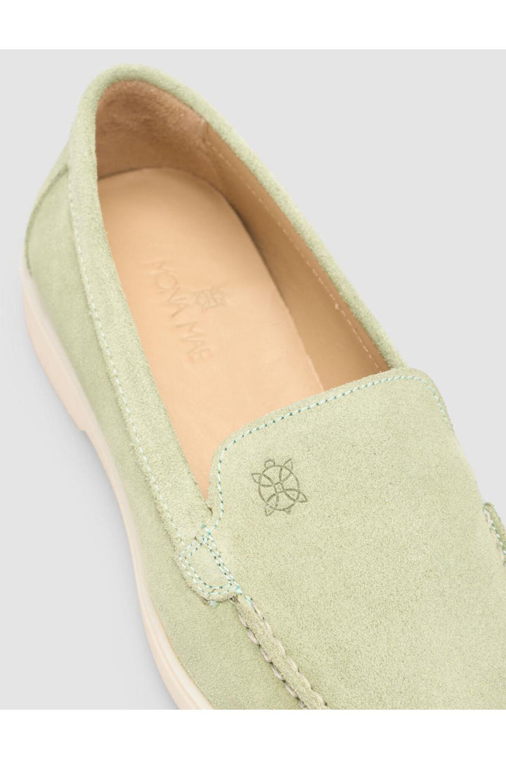 Cabani Shoes MonaMae 100% Cuir Véritable Vert Suédé Mocassins Femme - Vert