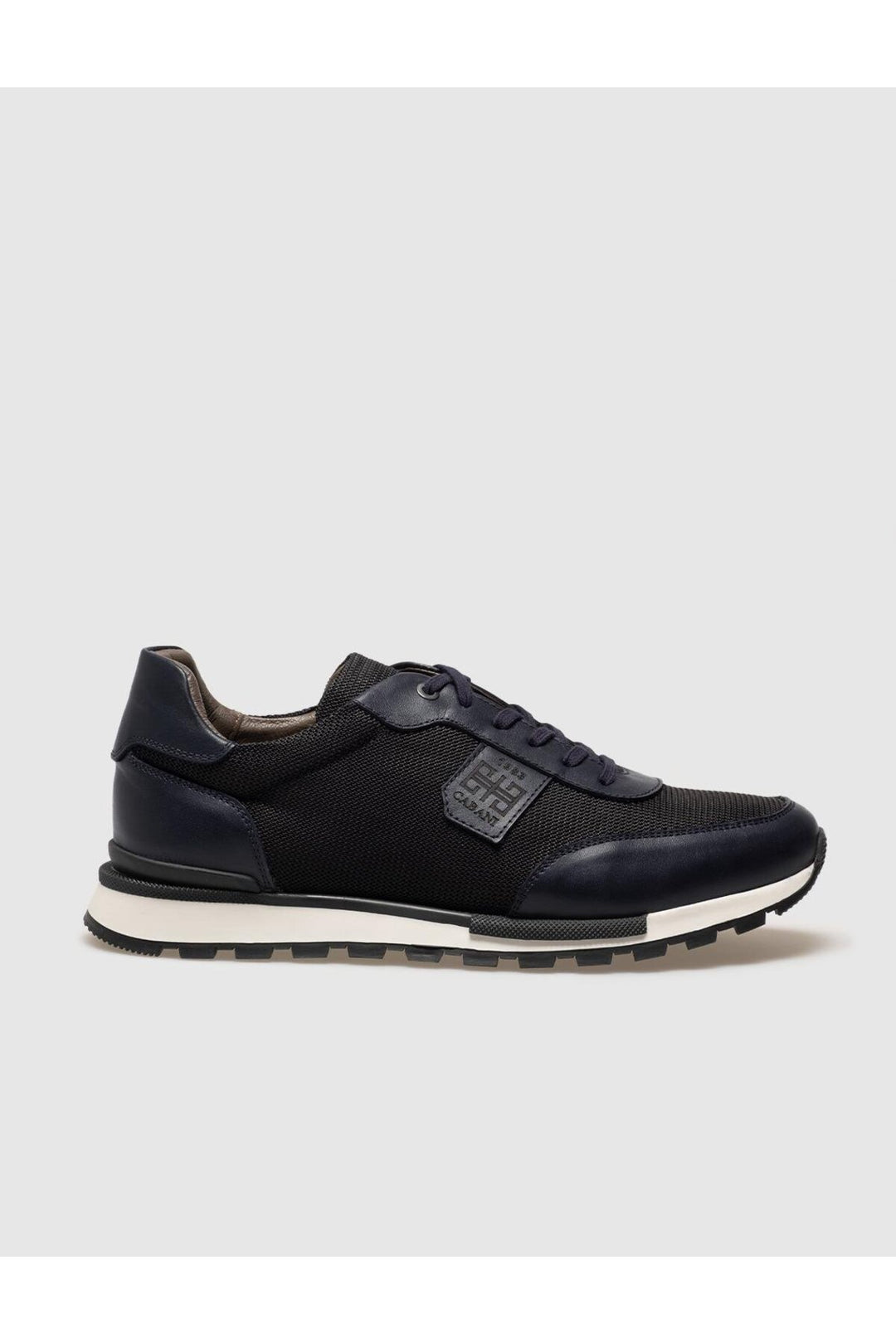 Cabani Shoes Chaussures de sport pour hommes en cuir véritable bleu marine à lacets - Bleu marine