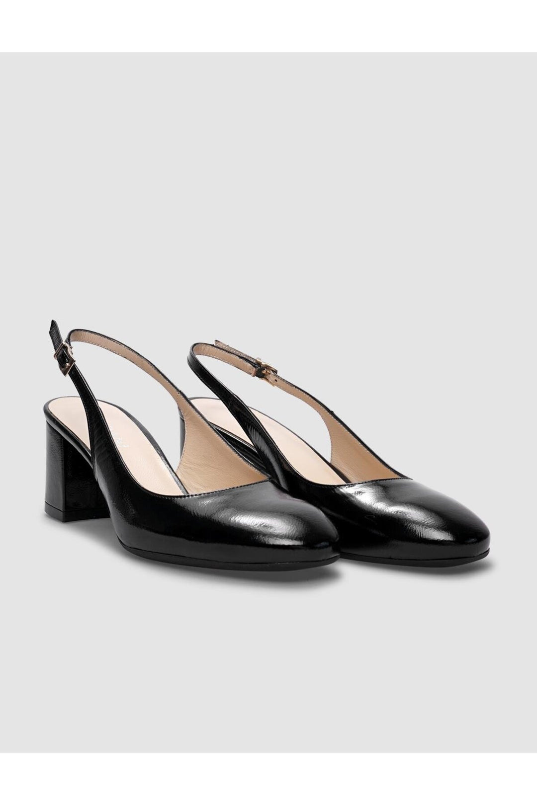 Cabani Shoes Chaussures à talons ouvertes pour femmes en cuir véritable noir verni - Noir