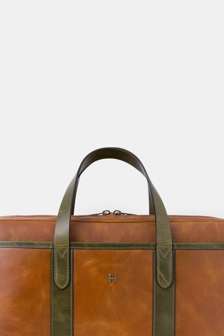 helmbrook Sac pour ordinateur portable Benedict en cuir véritable 15,6"à deux compartiments pour homme