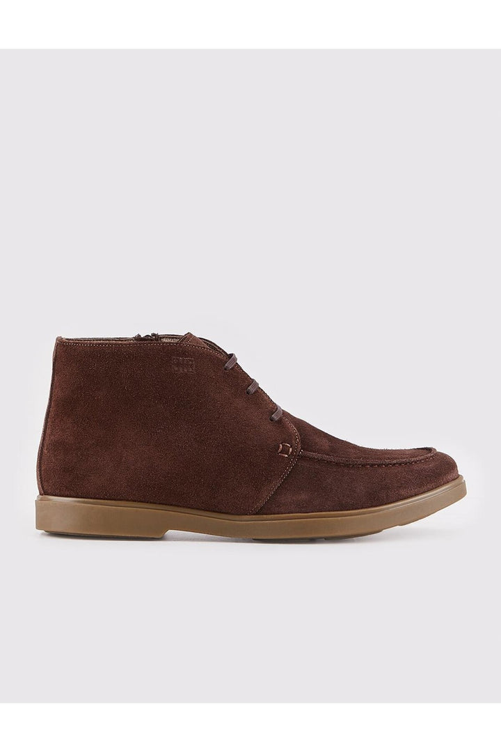 Cabani Shoes Bottines pour hommes en cuir véritable marron avec doublure, à lacets et fermeture éclair. - Multicolore