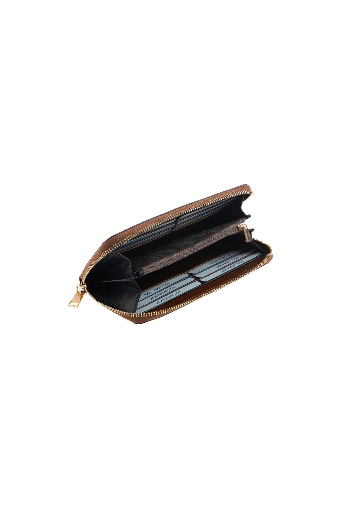 Helmbrook Femme Cuir Véritable Grand Portefeuille Fermeture Éclair RFID Protégé Amelia Tan Bleu Marine