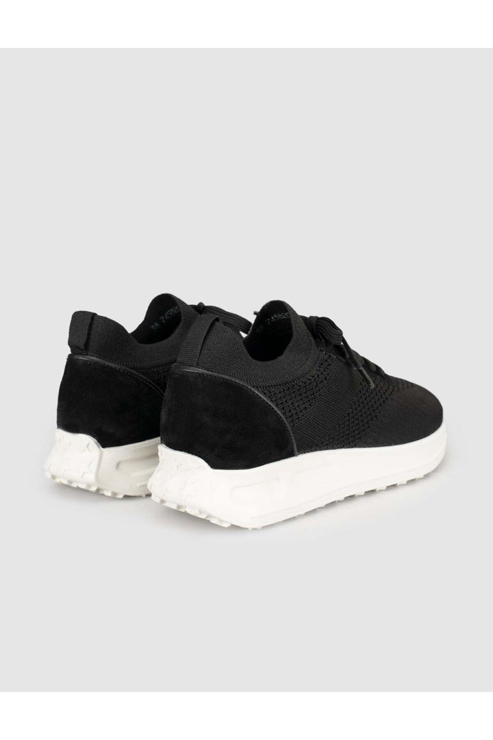 Cabani Shoes Baskets femme en cuir véritable tricot noir - Multicolore