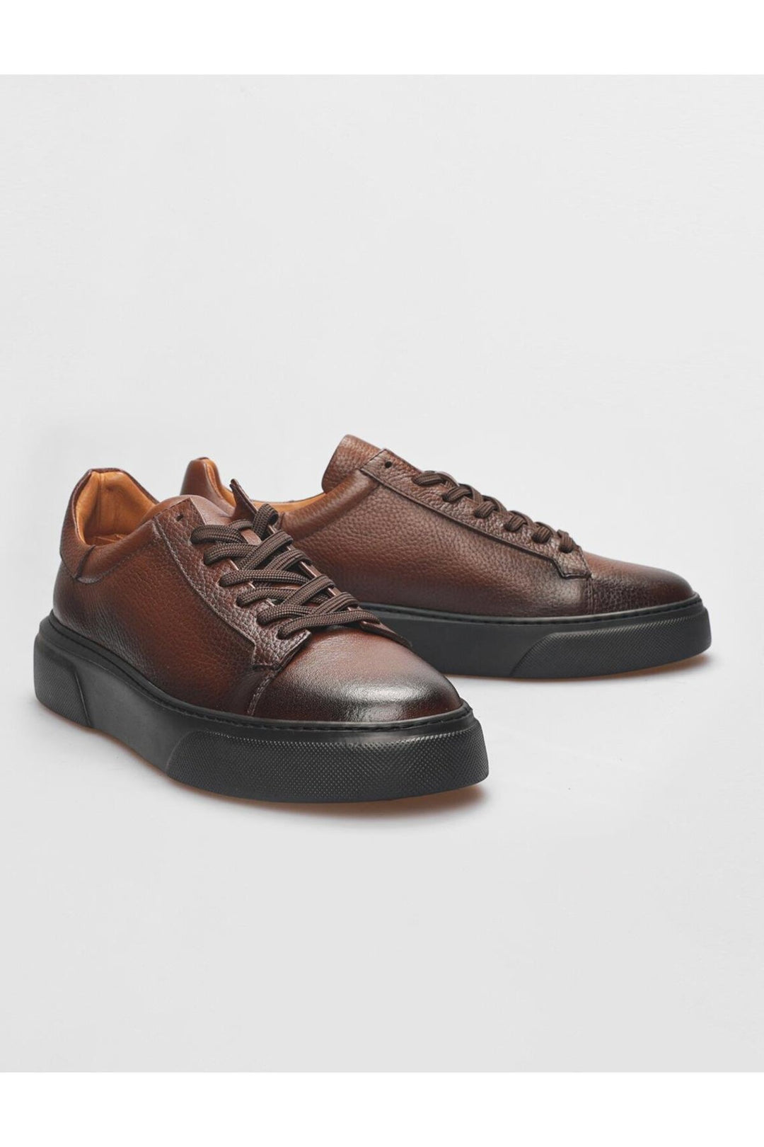 Cabani Shoes Savona Chaussures de sport pour hommes en cuir véritable marron à lacets - Tabac