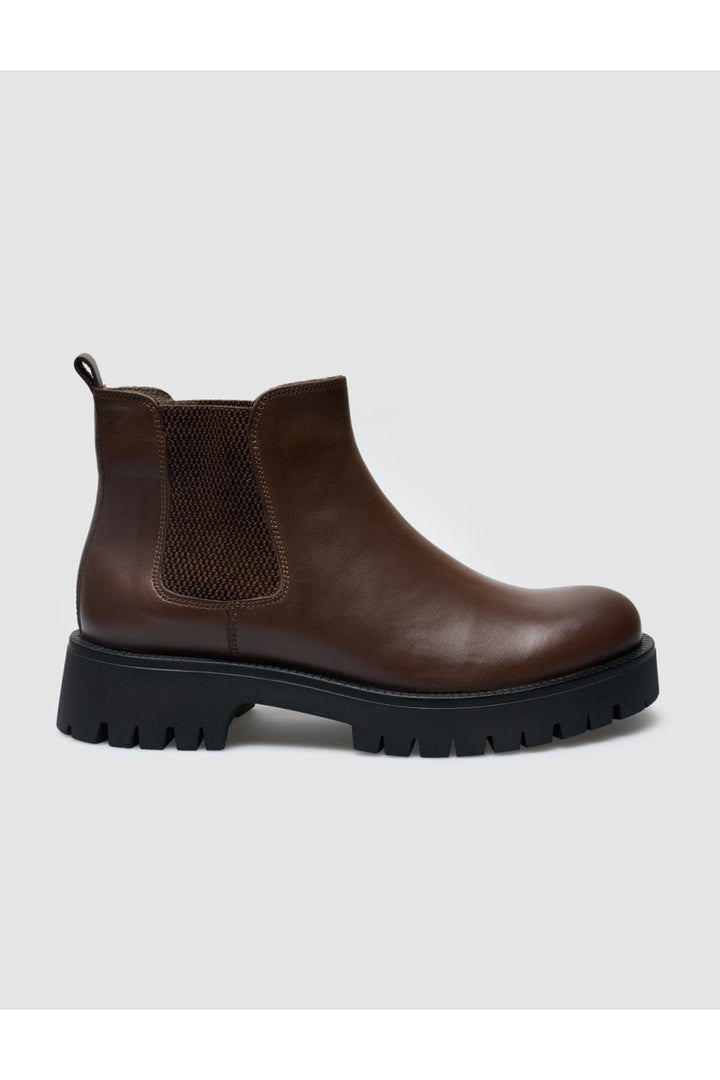 Cabani Shoes Bottines quotidiennes pour femmes en cuir véritable 100 % marron - Multicolore