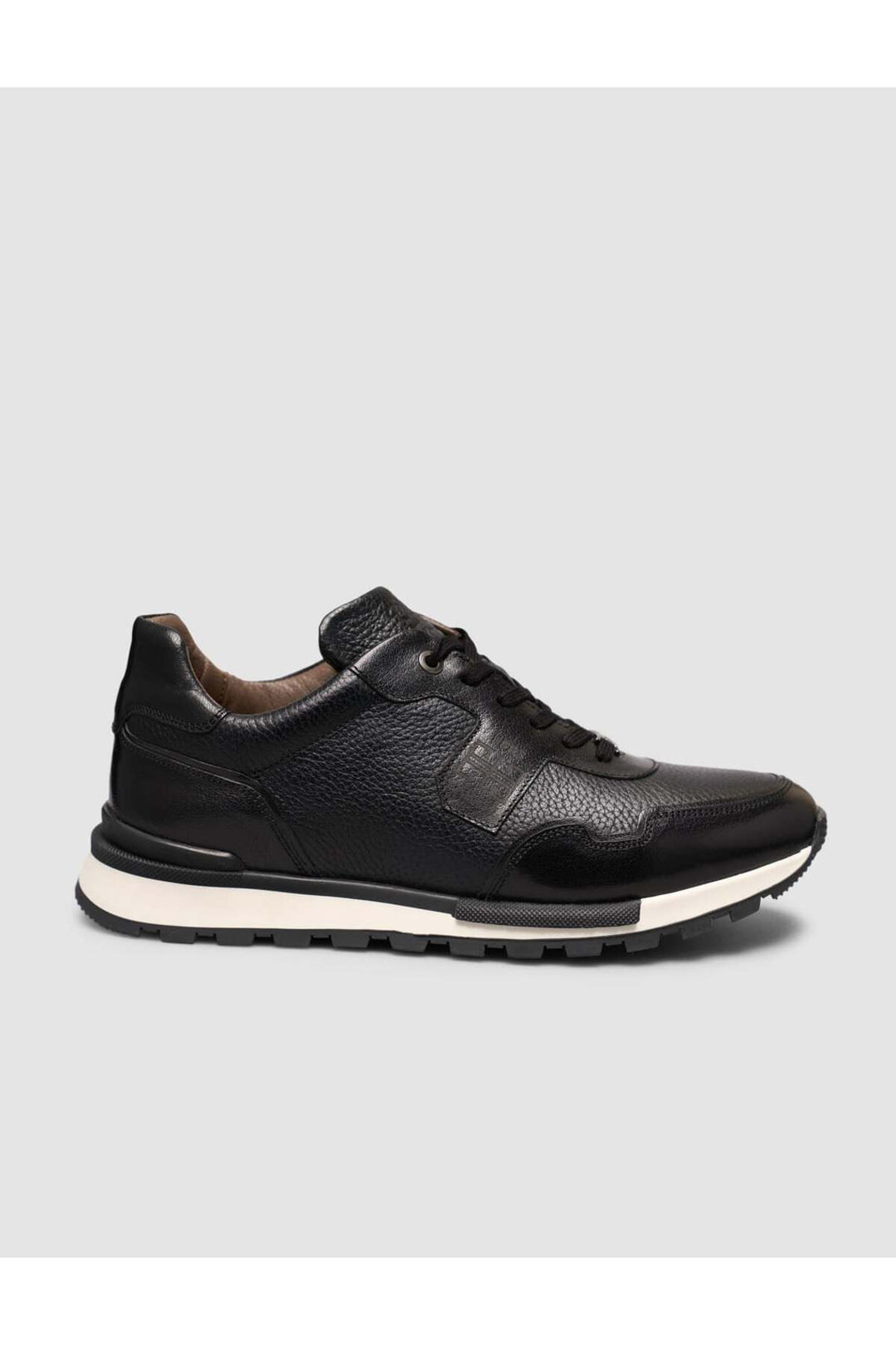 Cabani Shoes Chaussures de sport pour hommes en cuir véritable texturé noir à lacets. - Multicolore