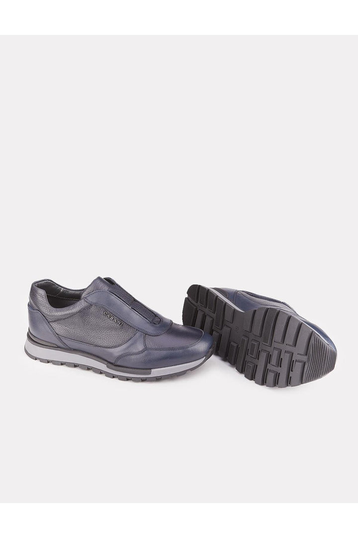 Cabani Shoes Chaussures de sport pour hommes en cuir véritable avec semelle en caoutchouc légère bleu marine. - Bleu marine