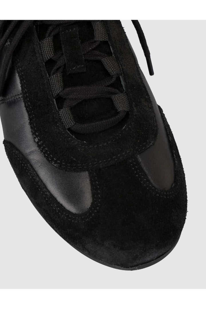 Cabani Shoes Baskets femme en cuir véritable suédé noir - Multicolore