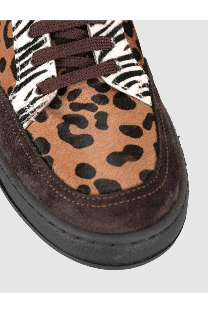 Cabani Shoes Baskets en cuir suédé à motif léopard pour femme - Multicolore