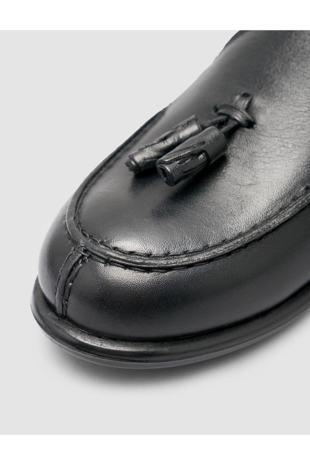 Cabani Shoes Loafer femme en cuir véritable noir avec franges à 100%. - Noir