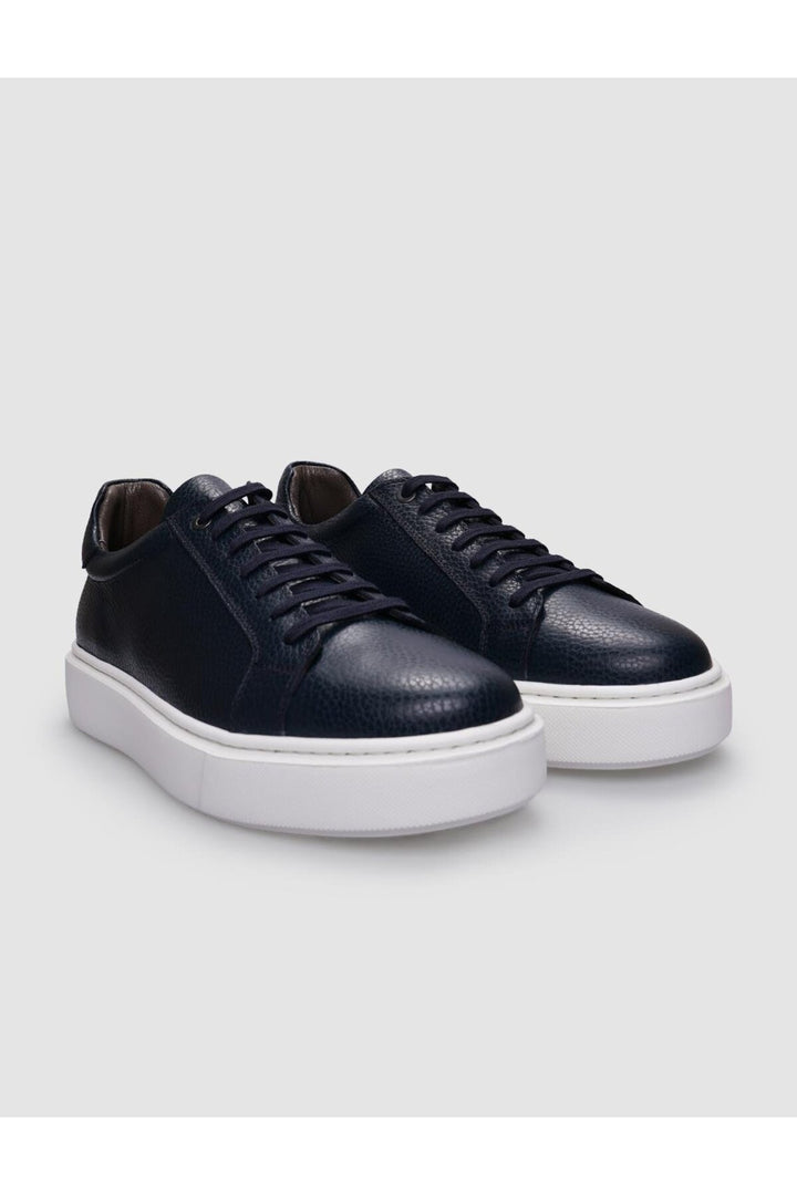 Cabani Shoes %100 Cuir Véritable Chaussures de Sport pour Hommes à Lacets Bleu marine - Bleu marine