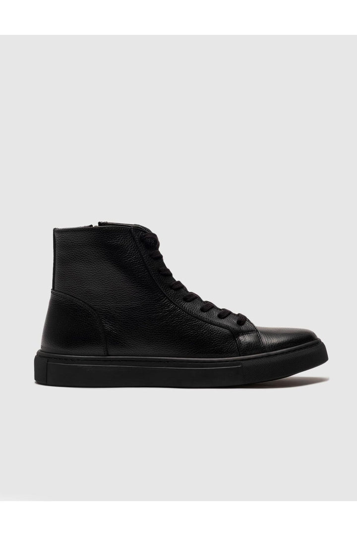 Cabani Shoes Bottines pour hommes en cuir véritable avec semelle en caoutchouc légère, lacées et zippées, noires. - Multicolore