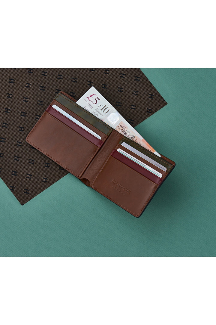 Helmbrook Portefeuille en cuir véritable pour homme Slim Design Multi-Bay RFID Protected Eldridge Taba Plus