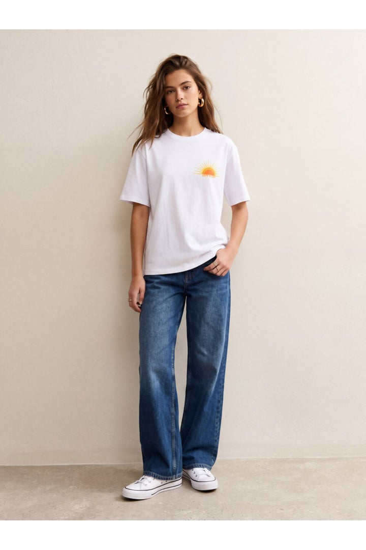 LTB T-shirt blanc imprimé soleil - Blanc
