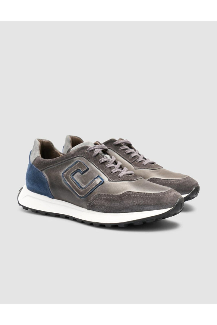 Cabani Shoes Renasen Chaussures de sport pour hommes en cuir véritable gris en suède mélangé à 100% - Gris