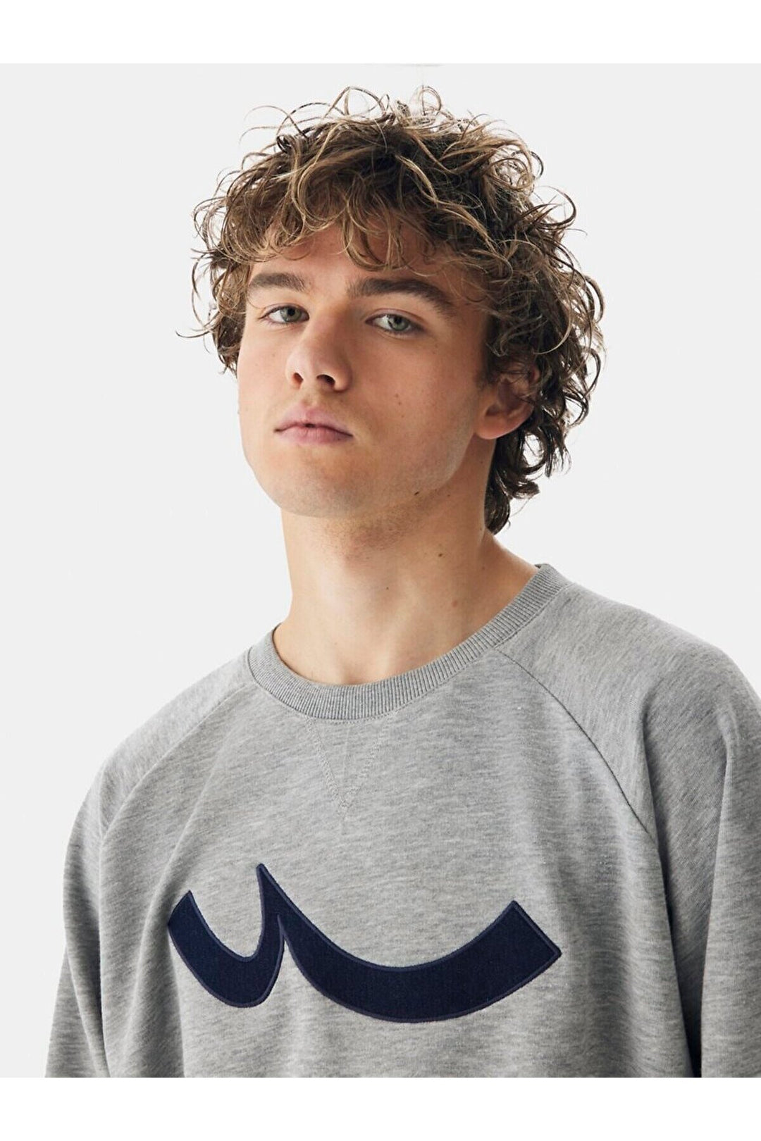 LTB Sweat-shirt gris coupe régulière à manches longues et col zéro pointu