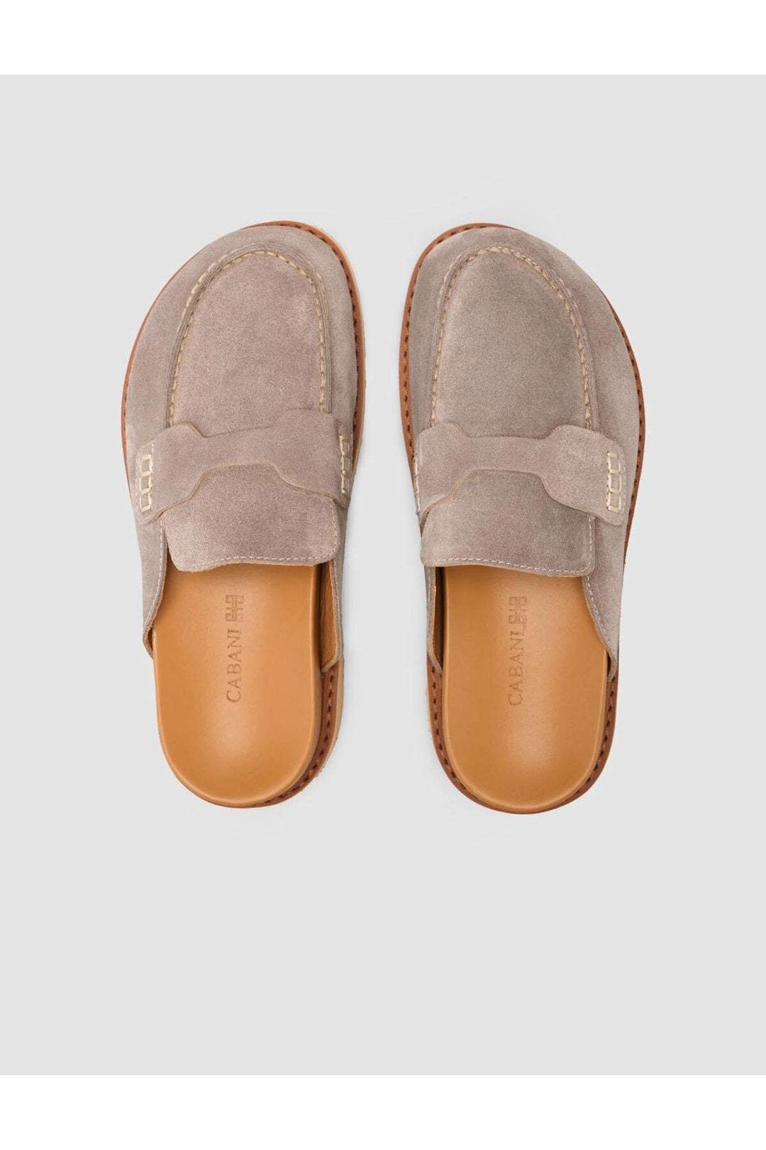 Cabani Shoes %100 Cuir Véritable Daim Femme Sandales - Pierre