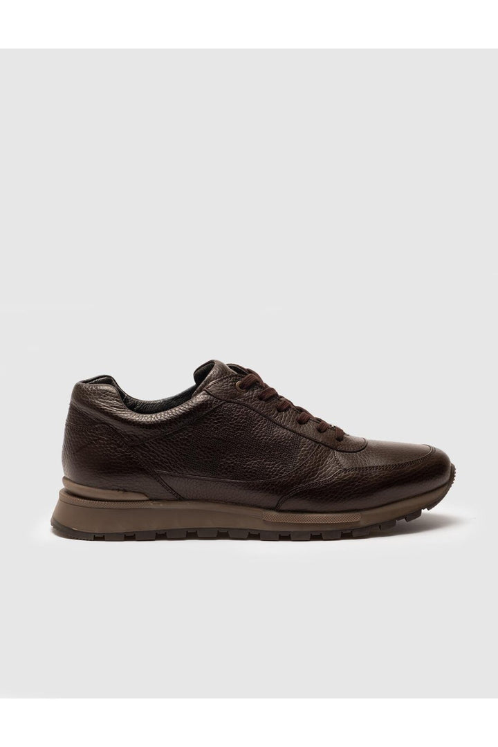 Cabani Shoes Chaussures de sport pour hommes en cuir véritable marron à lacets - Marron