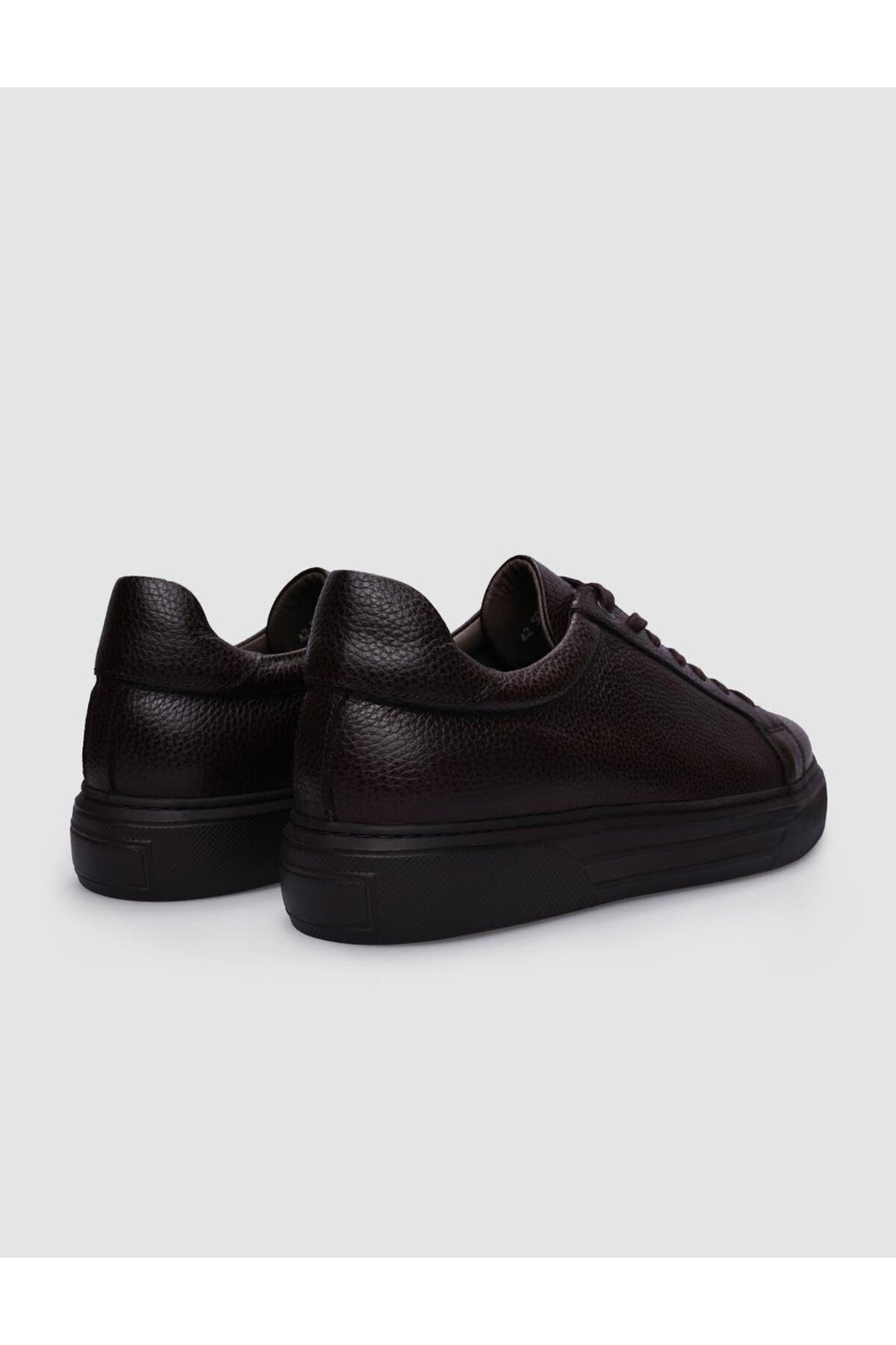 Cabani Shoes Baskets pour hommes en cuir véritable marron à lacets - Marron