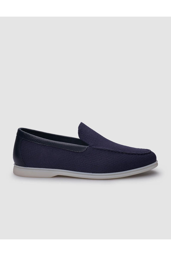 Cabani Shoes Tricot Bleu marine Homme Mocassins en Cuir Véritable avec Détails - Bleu marine