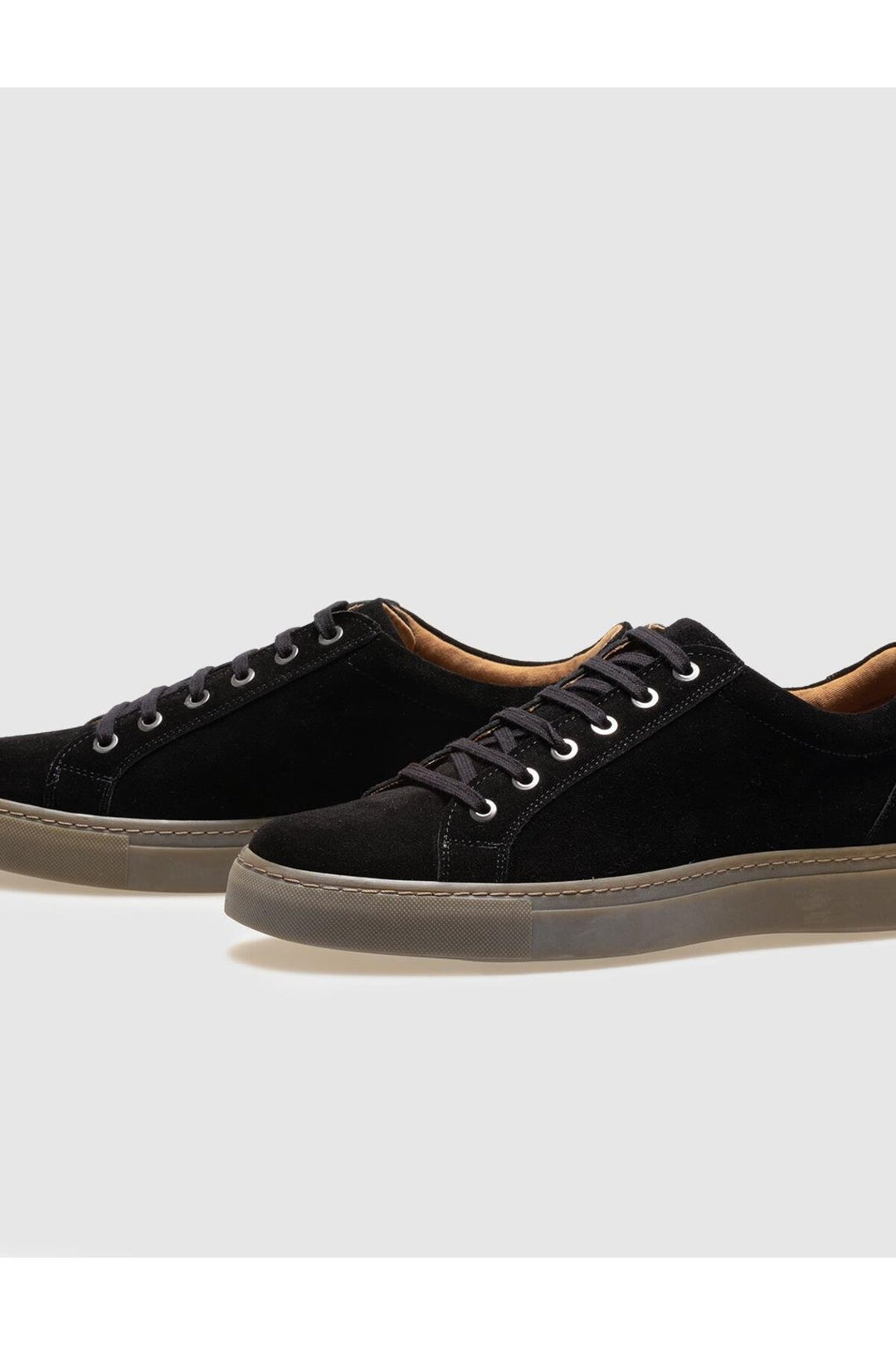 Cabani Shoes Chaussures de sport pour hommes en cuir véritable suédé noir avec lacets - Noir