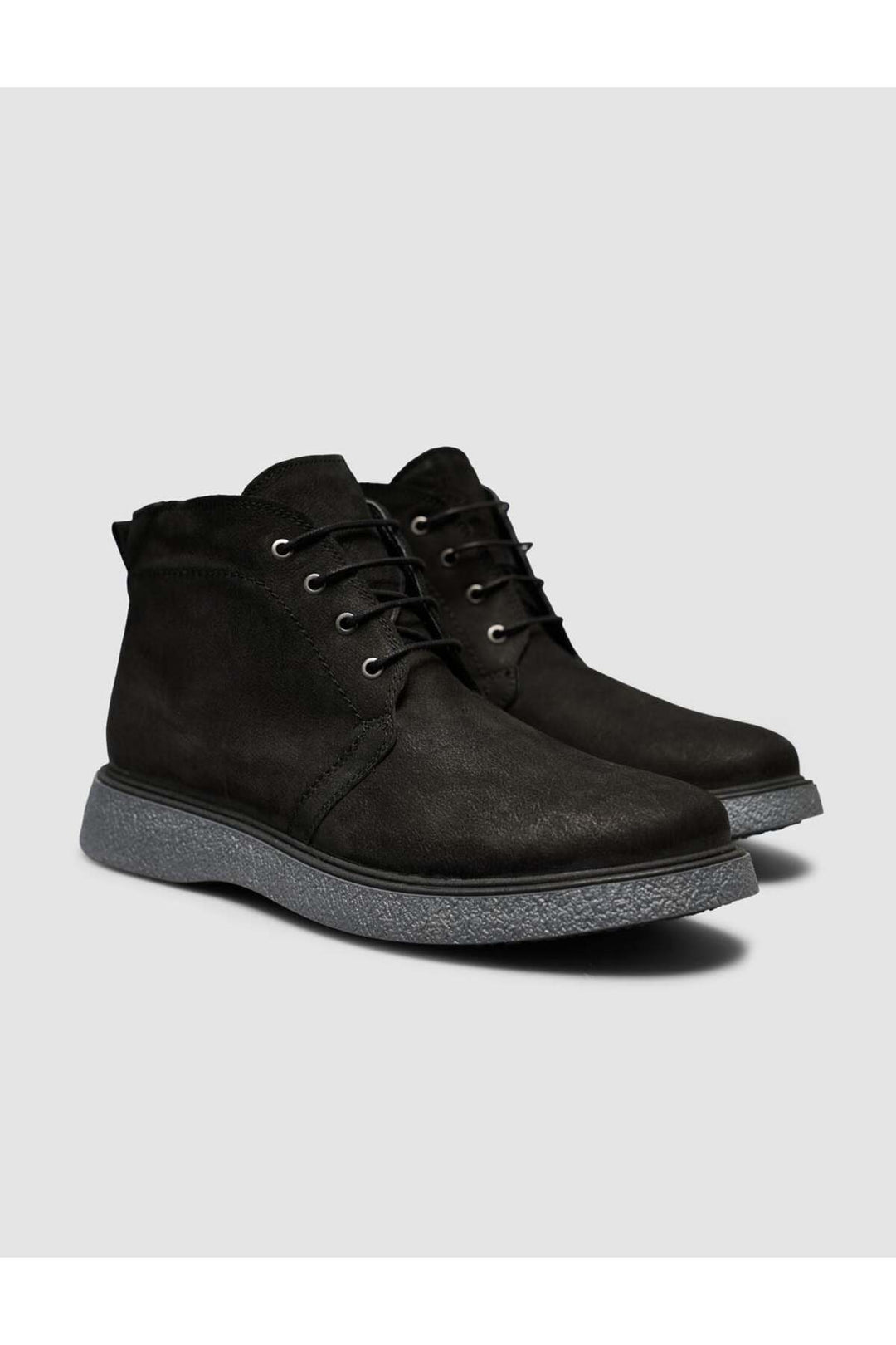 Cabani Shoes Bottines d'hiver pour hommes en cuir véritable noires à lacets - Noir