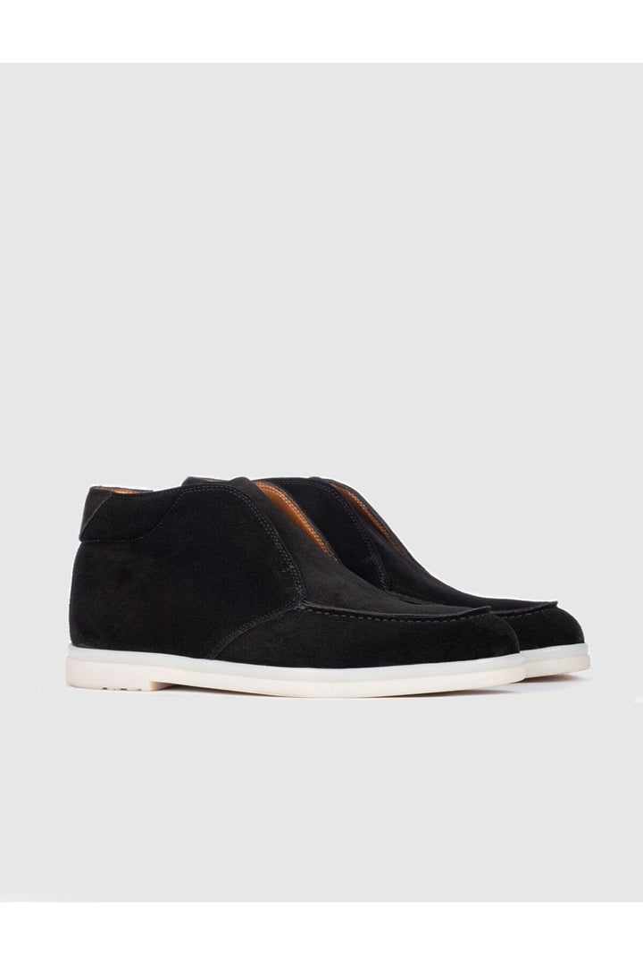 Cabani Shoes Bottines quotidiennes pour hommes en cuir véritable suédé noir - Multicolore