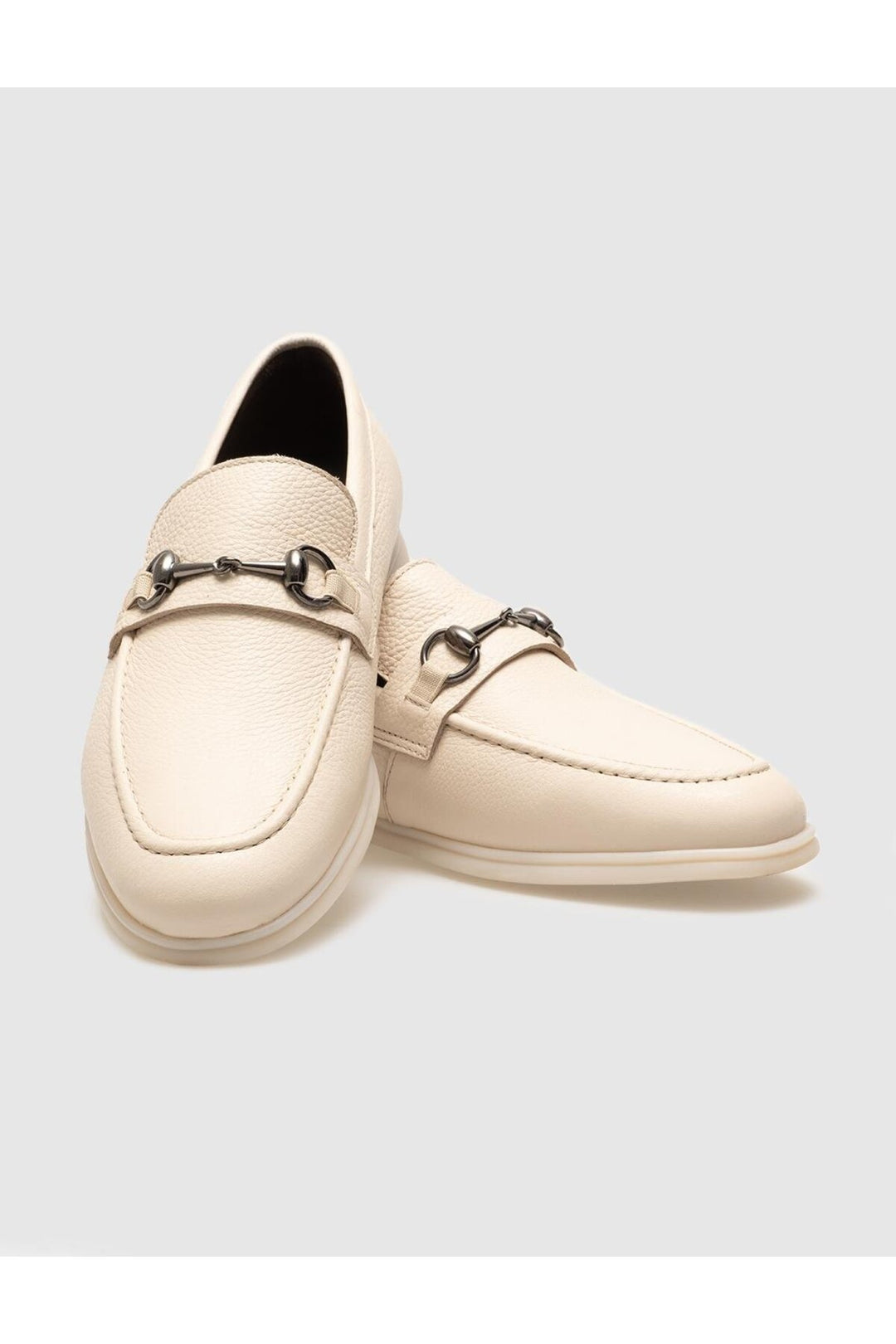Cabani Shoes Mocassin pour homme en cuir véritable avec boucle beige - Beige